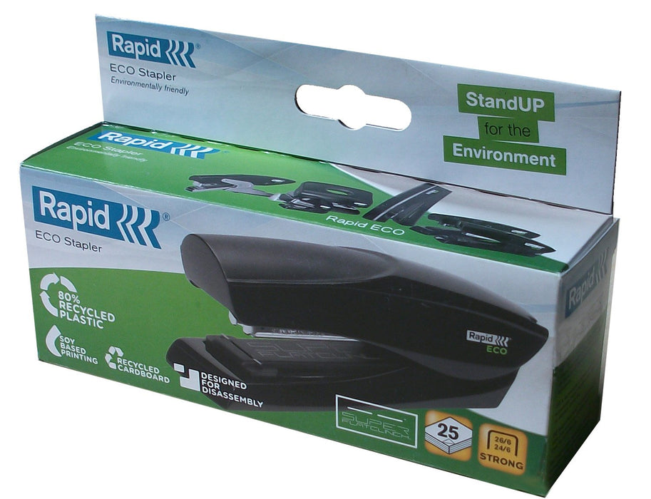 Best Value Rapid 24812301 Fashion ECO Stapler, Ergonomic Recycled Plastic Body, Full Strip, Black, 25 Sheet Capacity