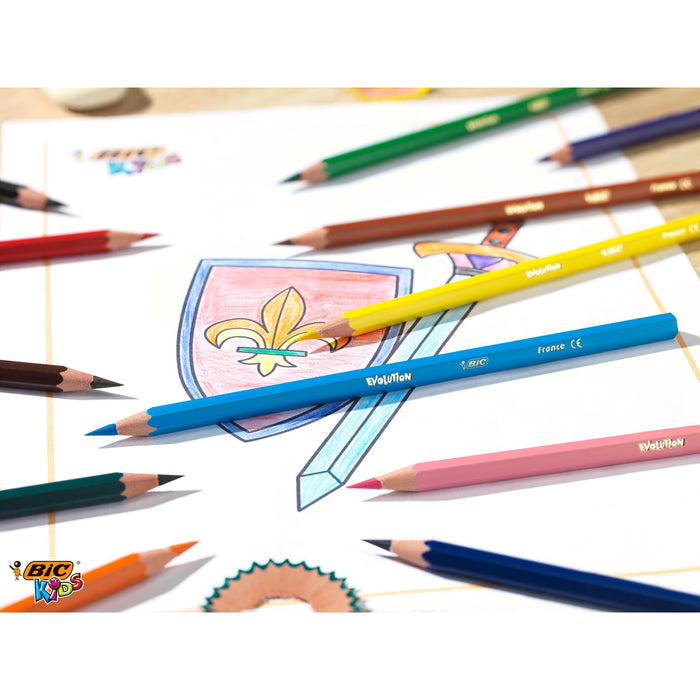 Best Value BIC Kids Evolution ECOlutions Colouring Pencils - 24 Assorted Colours, Tin Pot of 60
