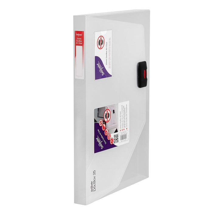 Best Value Snopake DocBox Box File Polypropylene with Push Lock 25mm Spine A4 Clear Ref 12849