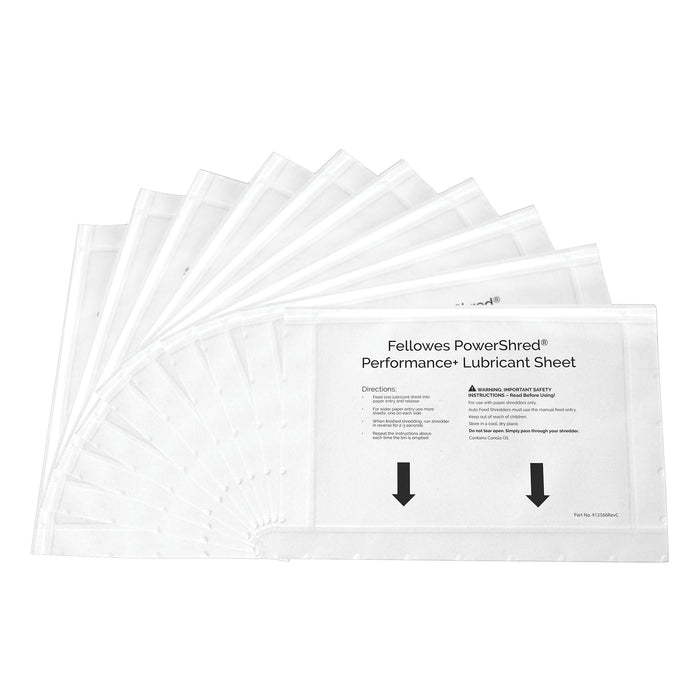 Fellowes Powershred Performance Lubricant Sheets Pack of 10 4025601