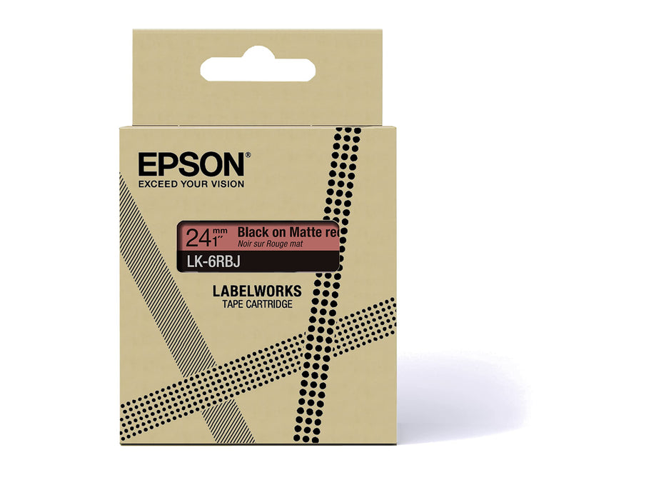 Epson  LK-6RBJ Black  on Matte Red Tape Cartridge 24mm - C53S672073