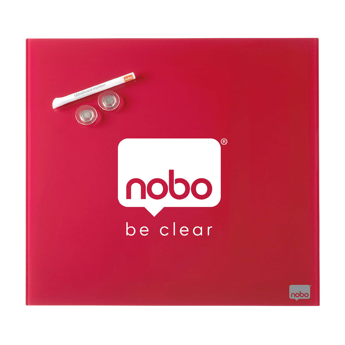 Best Value Nobo Glass Whiteboard, Magnetic, 300 x 300 mm Square Tile Design, Includes Glassboard Marker, Magnets and Fitting Kit, Red, 1903954