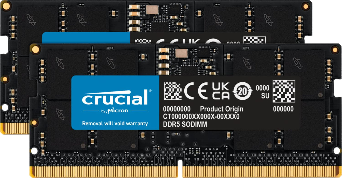 Crucial - DDR5 - kit - 16 GB: 2 x 8 GB - SO-DIMM 262-pin - 4800 MHz / PC5-38400 - CL40 - 1.1 V - unbuffered - non-ECC