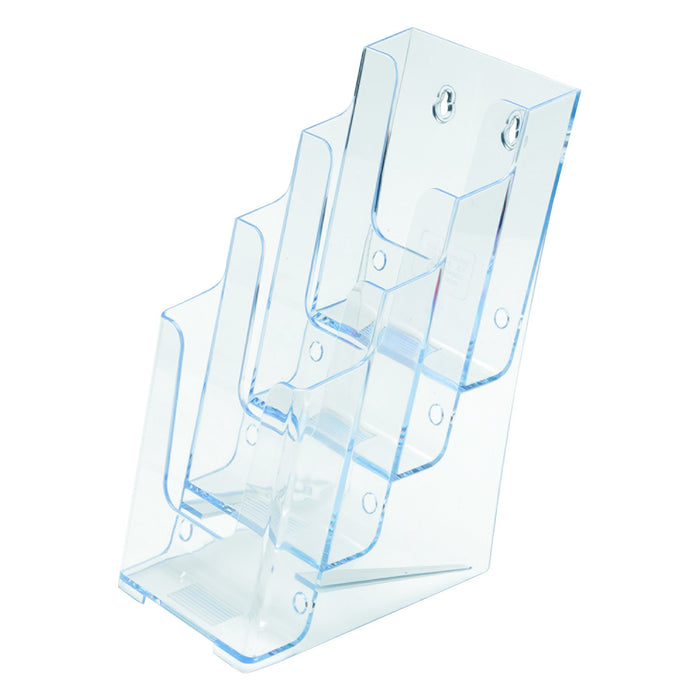 Best Value Deflecto Multi-tier Literature Display Holder for Wall or Desktop 4 x 1/3xA4 Pockets Clear Ref 77701