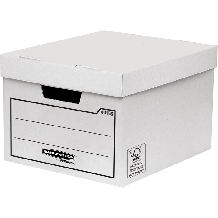 Best Value Bankers Box Corrugated Cardboard Storage Box/Archive Box for General Use - White (W x H x D) 32 x 25 x 39 cm (Pack of 10)