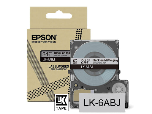 Epson LK-6ABJ Black  on Matte Light Gray Tape Cartridge 24mm - C53S672088