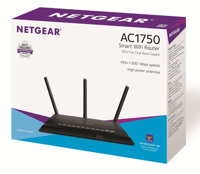 NETGEAR R6400 - Wireless router - 4-port switch - GigE - 802.11a/b/g/n/ac - Dual Band