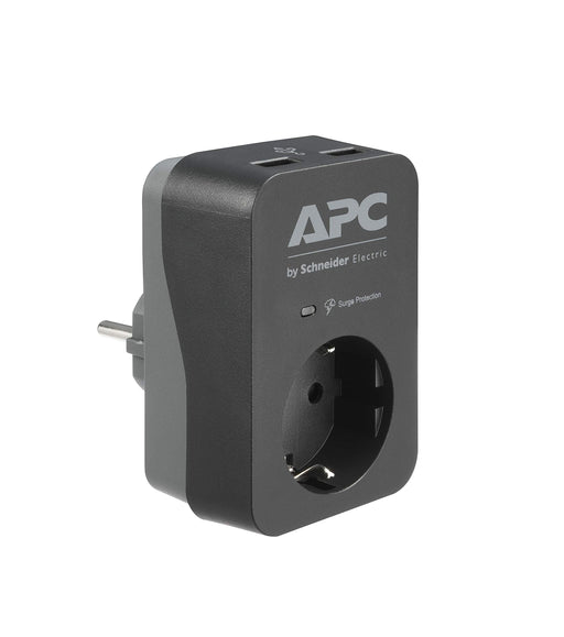 APC Essential Surgearrest PME1WU2B-GR - Surge protector - AC 220/230/240 V - 4000 Watt - output connectors: 1 - Germany - black
