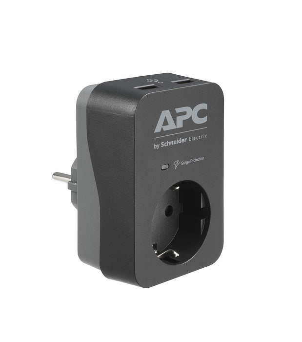 APC Essential Surgearrest PME1WU2B-GR - Surge protector - AC 220/230/240 V - 4000 Watt - output connectors: 1 - Germany - black