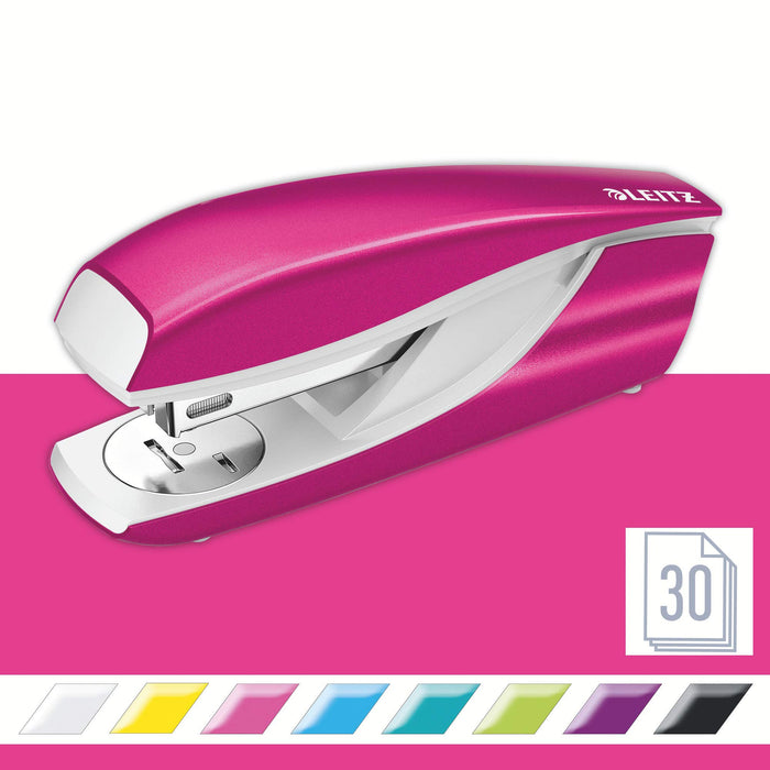 Best Value Leitz Stapler, 30 Sheet Capacity, Ergonomic Metal Body, Includes Staples, WOW Range, 55021023 - Metallic Pink