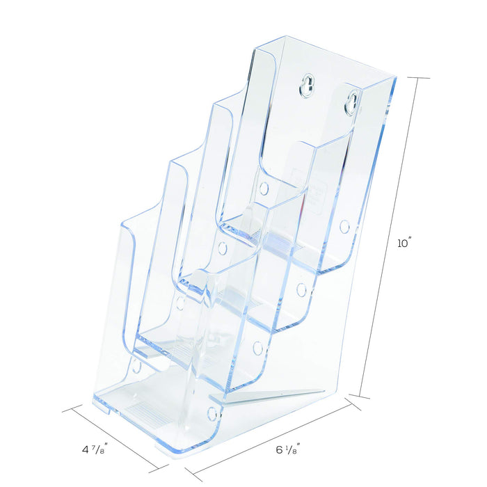 Best Value Deflecto Multi-tier Literature Display Holder for Wall or Desktop 4 x 1/3xA4 Pockets Clear Ref 77701