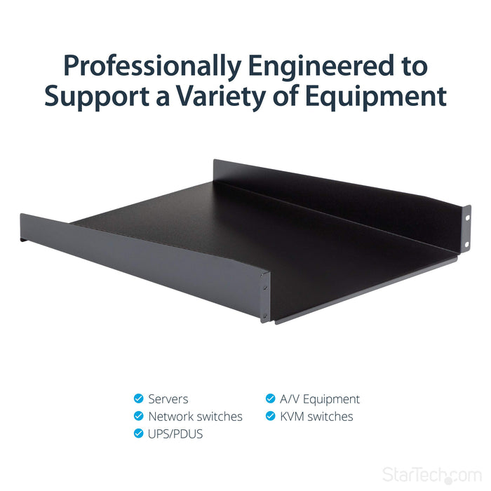 Best Value StarTech.com 2U Fixed Server Rack Mount Shelf - 22" Deep Steel Universal Cantilever Tray for 19" AV, Data, Network Equipment Rack - 50lbs (CABSHELF22)