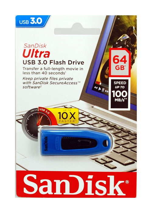 SanDisk Ultra - USB flash drive - 64 GB - USB 3.0 - blue