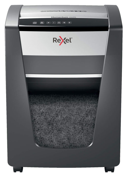 Best Value Rexel Momentum X420 Cross Cut Paper Shredder, Shreds 20 Sheets, 30 Litre Bin, Black, 2104578