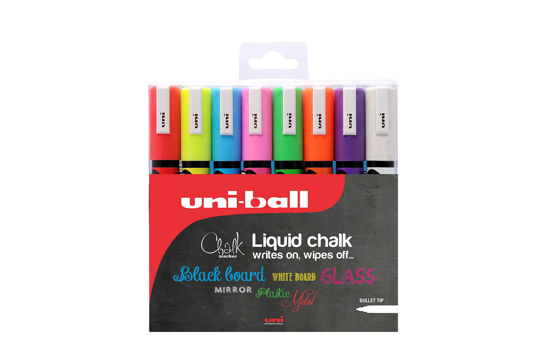 Best Value uni-ball F804508 Chalk Marker Broad Bullet Tip PWE-5M Line Width 1.8-2.5mm Assorted Ref 5046670 [Wallet 8]