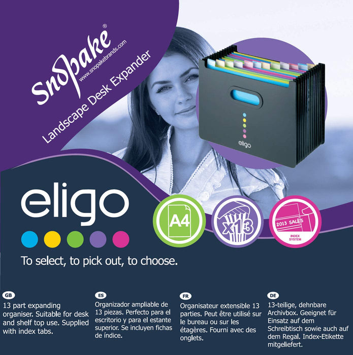 Best Value Snopake 15174 Eligo 13 Part Desk Storage Expander A4 Landscape Black