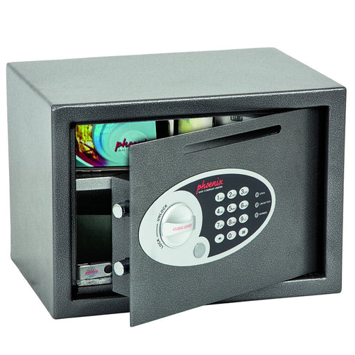 Phoenix Deposit Home & Office Size 2 Security Safe with Electronic Lock 17L Vela SS0802ED 250 x 350 x 250mm Metallic Graphite