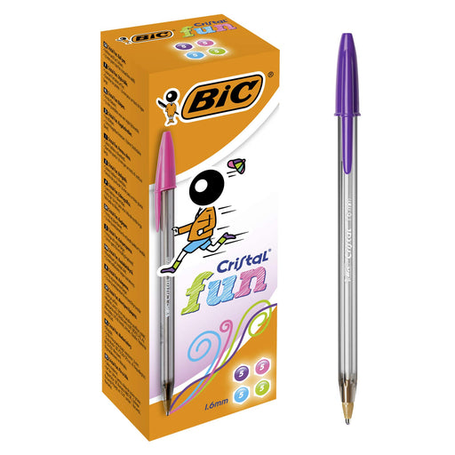Best Value BIC Cristal Fun Ballpoint Pens Wide Point (1.6 mm) - Assorted Colours, Box of 20