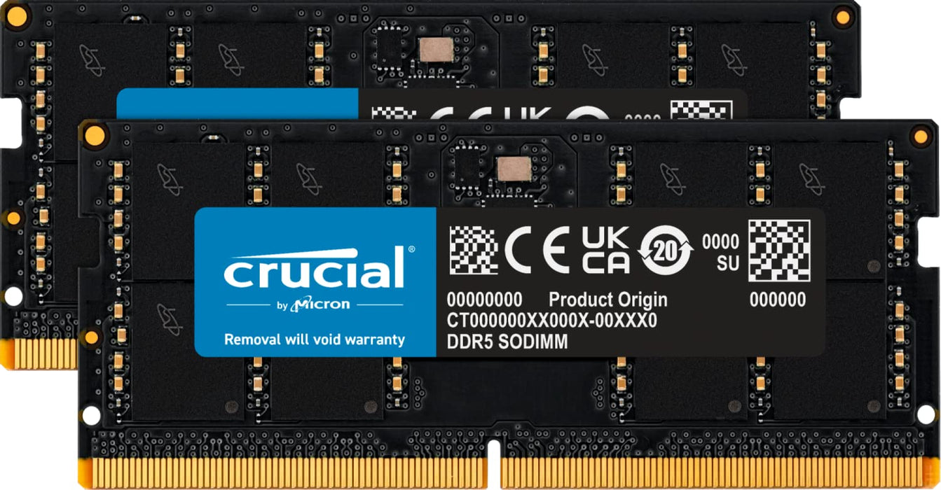 Crucial - DDR5 - kit - 32 GB: 2 x 16 GB - SO-DIMM 262-pin - 4800 MHz / PC5-38400 - CL40 - 1.1 V - unbuffered - non-ECC