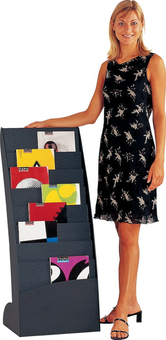 Best Value Fast Paper Literature Display Holder Curved 8x20mm Compartments 5.9Kg W443xD350xH1083mm Black Ref 285.01