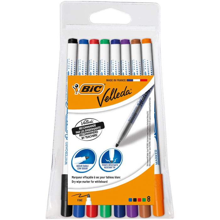 Best Value BIC Velleda 1721 Whiteboard Pens - Assorted Colours, Pouch of 8