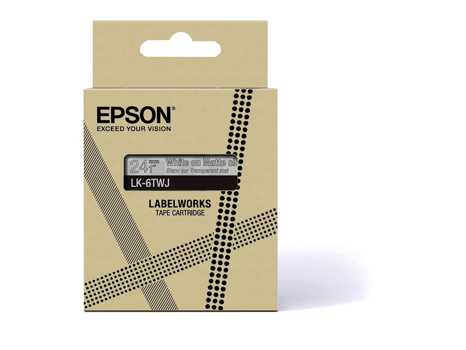 Epson  LK-6TWJ White  on Matte Clear Tape Cartridge 24mm - C53S672070
