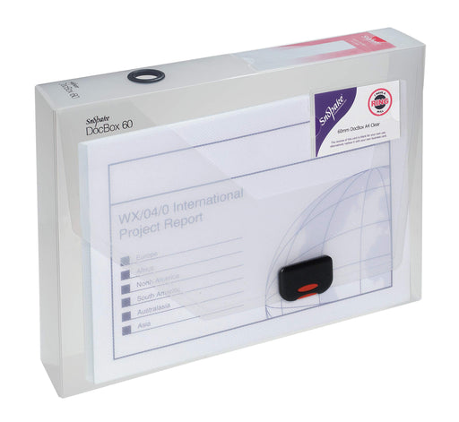 Best Value Snopake DocBox Box File Polypropylene with Push Lock 60mm Spine A4 Clear Ref 12871