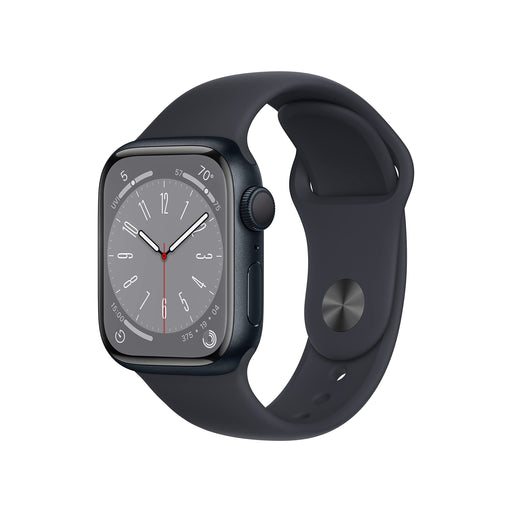 Apple Watch Series 8 (GPS) - 41 mm - midnight aluminium - smart watch with sport band - fluoroelastomer - midnight - band size: Regular - 32 GB - Wi-Fi, Bluetooth - 32 g