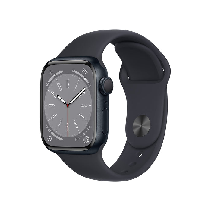 Apple Watch Series 8 (GPS) - 41 mm - midnight aluminium - smart watch with sport band - fluoroelastomer - midnight - band size: Regular - 32 GB - Wi-Fi, Bluetooth - 32 g