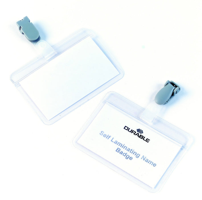 Best Value Durable Self Laminating Name Badge 54 x 90mm - Transparent (Pack of 25)