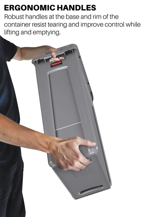 Best Value Rubbermaid Commercial Products 1971258 Plastic Vented Slim Jim Rubbish Bin Waste Receptacle, 60 Litres, Grey