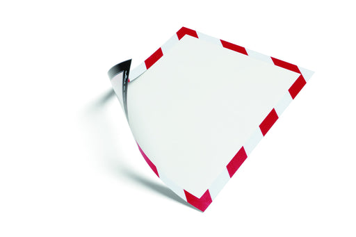 Best Value Durable DURAFRAME Security 4944132, A4 Magnetic Frame with Self-Adhesive Backing Display Frame for POS, Retail, Photos, Notices, Wall and Windows, Chevroned Red/White, Pack of 2