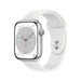 Apple Watch Series 8 (GPS) - 45 mm - silver aluminium - smart watch with sport band - fluoroelastomer - white - band size: Regular - 32 GB - Wi-Fi, Bluetooth - 38.8 g