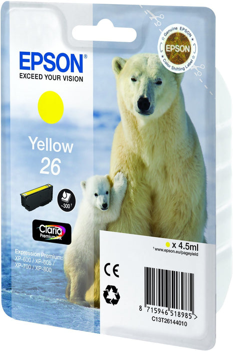 Best Value Epson Polar Bear 26 Ink Cartridge, Standard, Yellow, Genuine, Amazon Dash Replenishment Ready