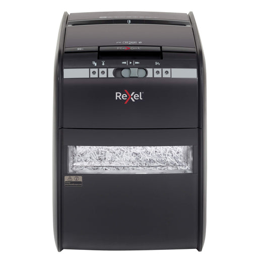 Best Value Rexel Auto+ 90X Auto Feed 60 Sheet Cross Cut Shredder for Home or Home Office (Occasional use), 20 Litre Bin, Includes Shredder Oil Sheet, Black, 2103080A
