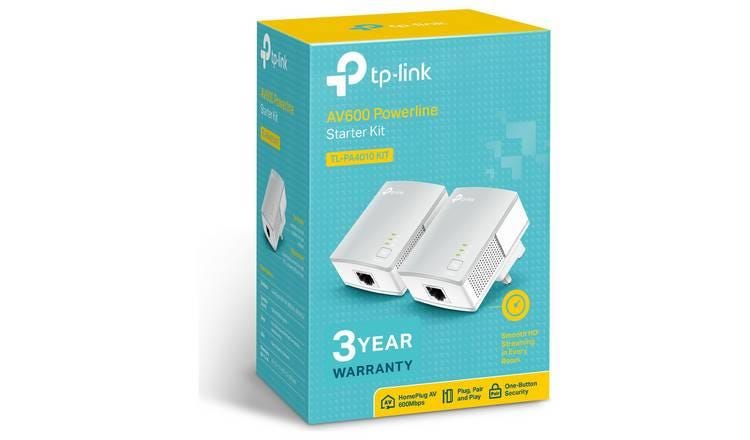 TP-Link TL-PA4010KIT Nano AV600 Powerline Adapter Starter Kit, Up to 300 m range, No Configuration Required, UK Plug