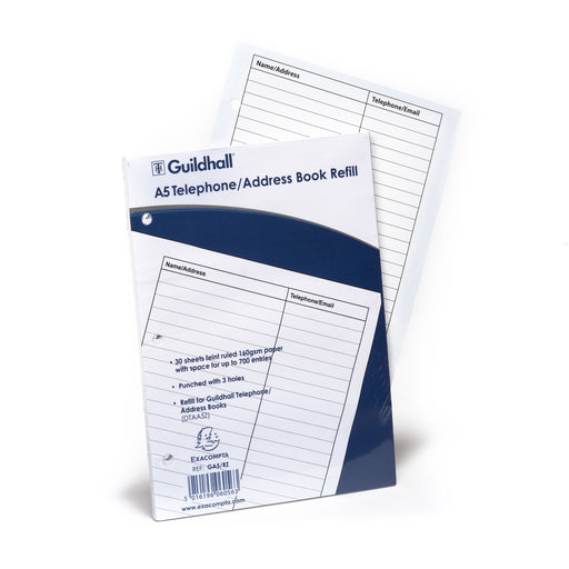 Best Value Exacompta Guildhall Telephone/Address Book Refills, A5, 30 sheets