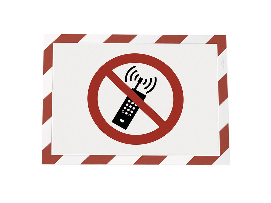 Best Value Durable DURAFRAME Security 4944132, A4 Magnetic Frame with Self-Adhesive Backing Display Frame for POS, Retail, Photos, Notices, Wall and Windows, Chevroned Red/White, Pack of 2