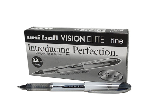 Best Value Uni-ball 707539000 UB-200 Vision Elite Rollerball Pens, 0.8mm Tip 0.6mm Line, Black Gel, 12 Pack