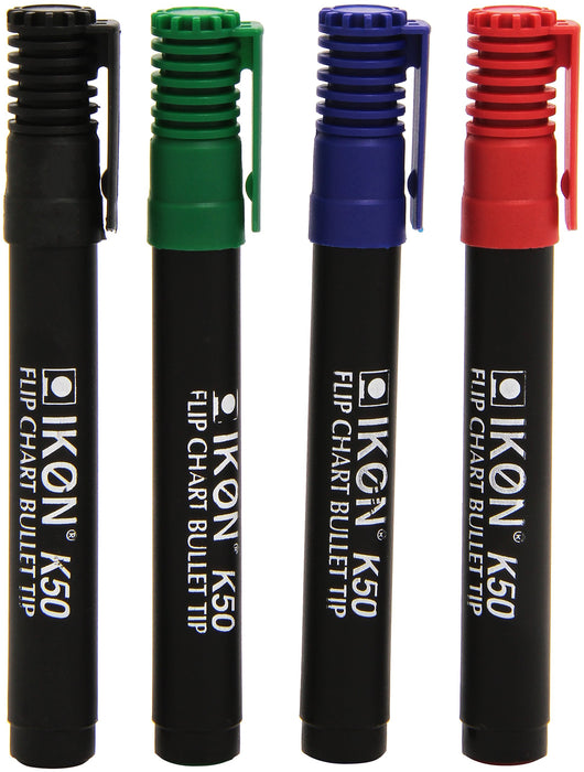 Best Value Hainenko K50-WLT4 Value Bullet Tip Flipchart Marker - Assorted Colour (Pack of 4)