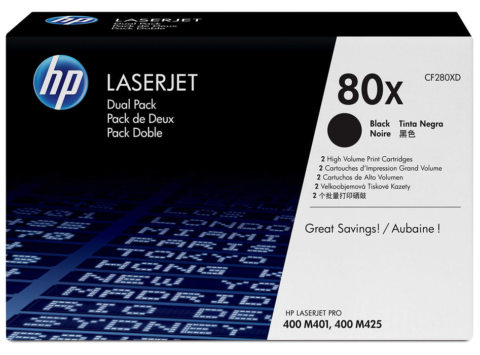 Best Value HP CF280XD 80X High Yield Original LaserJet Toner Cartridges, Black, Pack of 2