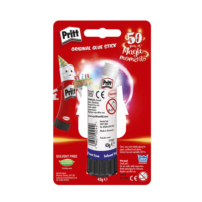 Best Value Pritt Glue Stick, Safe & Child-Friendly Craft Glue for Arts & Crafts Activities, Strong-Hold adhesive for School & Office Supplies, 1x43g Pritt Stick
