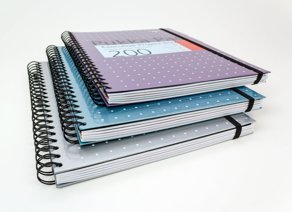 Best Value Pukka Pad, 6970-MET Metallic Executive Project Book A4, Silver / Pink / Blue Pack of 3