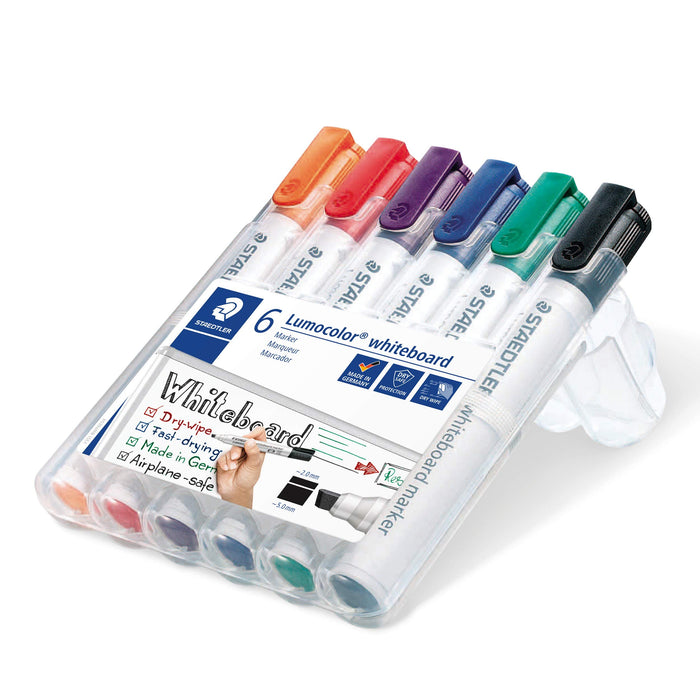 Best Value Staedtler 351 B WP6 Lumocolor Whiteboard Marker 351 B with Chisel Tip - Multicolour, Pack of 6