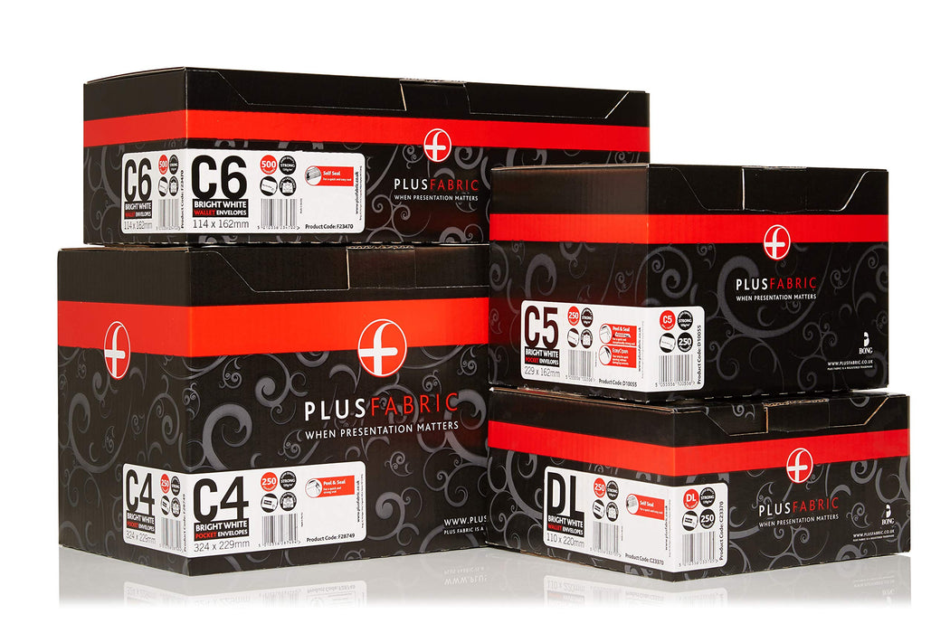 Best Value Plus Fabric C4 Prestige White 120gsm Window P&S Pocket Powertac Box of 250 Envelopes