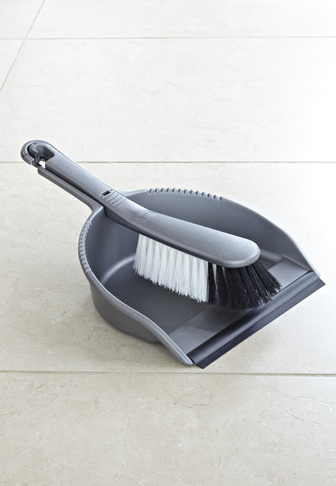Best Value Addis Housewares Dustpan and Stiff Brush Set, Metallic Silver