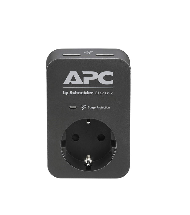 APC Essential Surgearrest PME1WU2B-GR - Surge protector - AC 220/230/240 V - 4000 Watt - output connectors: 1 - Germany - black