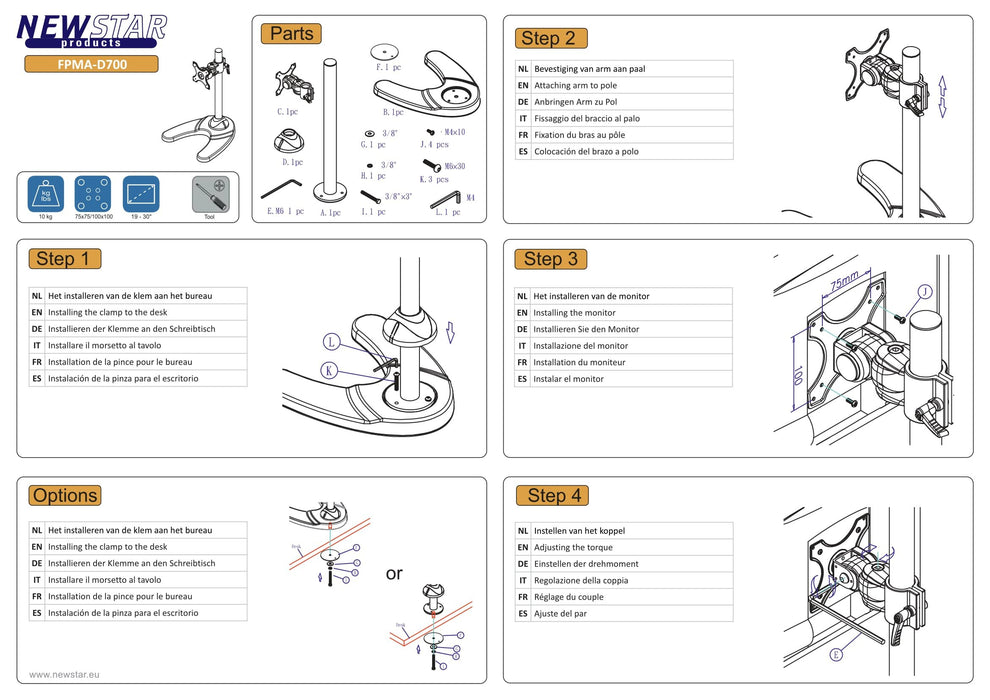 Best Value Newstar Tilt/Turn/Rotate Desk Stand for 10-30" Monitor Screen, Height Adjustable - Black