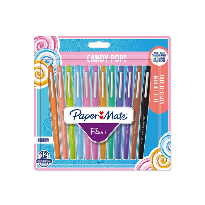 Best Value Paper Mate Flair Felt Tip Pens, Medium Point (0.7mm), Candy POP & Assorted Colours, 12 Count