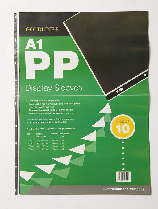 Best Value Clairefontaine Goldline Transparent Pockets, A1, 9 Holes, 10 Pockets, 150 Micron